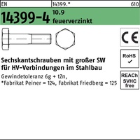 Peiner Umformtechnik Peiner EN 14399-4 Sechskant-Schaftschraube M16x55 Stahl 10.9