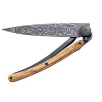 Deejo Olivenholz Taschenmesser - STK - schwarz