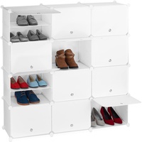 Relaxdays Schuhschrank, 24 Fächer mit Türen, Regalsystem für Schuhe,