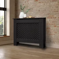 ECD Germany Heizkörperverkleidung mit Wabenmuster 78x19x82 cm Schwarz aus