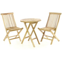 VCM 3-tlg. Balkonset Tisch aus Holz mit Klappstuhl Garten-Set