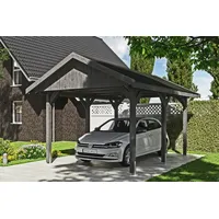 SKANHOLZ Satteldach-Carport Wallgau Schiefergrau 380 x 500 cm schwarze