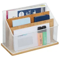 Relaxdays Dokumentenhalter Bambus-Metall-Mix Weiß,Hellbraun