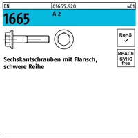 Industrial Quality Supplies EN 1665 Sechskant-Flanschschraube M6x30 Edelstahl A2