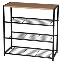Woltu Schuhbank Schuhregal Badregal mit Sitzfläche schwarz-eiche 63x30x63cm -