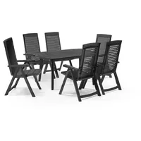 SHAF Milano 7-tlg. Outdoor-Essgruppen-Set Klappstuhl anthrazit Wetterfest Klappsessel