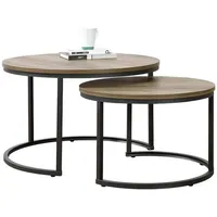 [en.casa] Couchtisch Christchurch rund Holz-Optik 2er Set