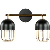 Licht-Erlebnisse Wandleuchte Metall Schwarz Gold Loft Design 2x E14
