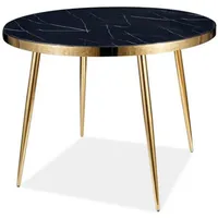 Feldmann-Wohnen Esstisch, Schwarz, Gold, Holz, Rund,Rund, 100x75x100 cm, Esszimmer,