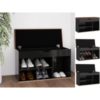 VidaXL Schuhbank mit Kissen Hochglanz-Schwarz 80x30x47cm Holzwerkstoff