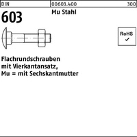 Industrial Quality Supplies DIN 603 Flachrundschraube M10x200 Stahl 4.6