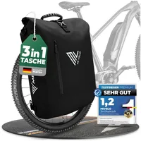 MIVELO 3in1 Fahrradtasche - Rucksack wasserdicht - Schwarz -