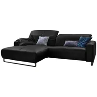 KAWOLA Sofa YORK Leder Life-line schwarz Recamiere links Fuß