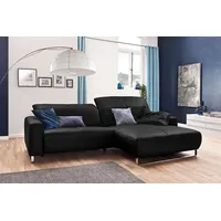 KAWOLA Sofa YORK Leder Life-line schwarz Recamiere rechts Fuß