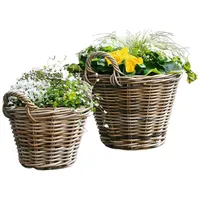 Dekoleidenschaft Pflanzkorb "Rattan" groß, Ø 40x30 cm, Blumentopf, Pflanztopf,