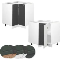 Vicco Eckunterschrank Fame-Line Anthrazit-Gold/Weiß 80.5 cm ohne Arbeitsplatte