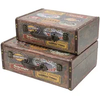 HMF VKO107 Vintage Koffer aus Holz, 2er Set Versch.