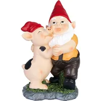 Brubaker Gartenzwerg Tanzt mit Ferkel - Zwerg mit Schwein