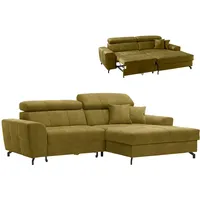 Roller Ecksofa - okra - Samt - mit Liegefunktion