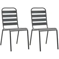 VidaXL Stapelbare Gartenstühle 2 Stk. Stahl Grau