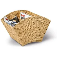 Neustanlo Zeitungsständer Zeitungskorb, 4 Fächer, aus Wasserhyazinthe rechteckig, Maße