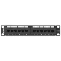 LANBERG PPU6-9012-B, 12-Port Patch Panel 1U 10" Cat.6 UTP