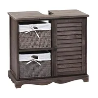 Mendler Waschbeckenunterschrank HWC-H20, Badezimmer Waschtisch, Massiv-Holz Korb-Schublade 60x65x31cm ~