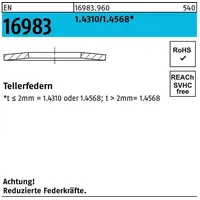 Industrial Quality Supplies DIN 2093 Tellerfeder Stahl 1.4310/1.4568 8x4,2x0,3mm