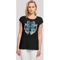 F4NT4STIC T-Shirt Skelett Hände Schmetterling in schwarz | Gr.: