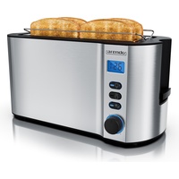 Arendo Toaster 4 Scheiben, Langschlitztoaster, Langschlitz, Edelstahl, 1500W, Display