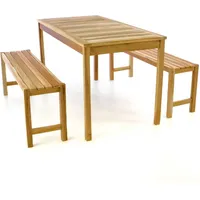 VCM 3-tlg. Sitzgruppe natur Garten-Set Gartentisch mit Bank 135