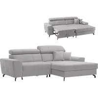 Roller Ecksofa - silber - Samt - mit Liegefunktion