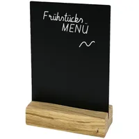 HMF 46450 Tischaufsteller Kreidetafel mit Holzfuß, T-Aufsteller, DIN A6