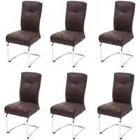 Mendler 6er-Set Esszimmerstuhl HWC-G56, Küchenstuhl Freischwinger Stuhl, Textil Wildleder-Optik