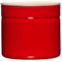 RIESS Vorratsdose mit Eschenholzdeckel Ø13cm 1,26L Tomato Emaille