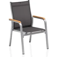 Kettler Granada Stapelsessel zerlegt Aluminium/Outdoorgewebe Teak Armlehnen - 2
