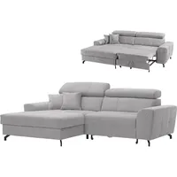 Roller Ecksofa - silber - Samt - mit Liegefunktion