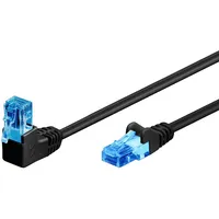 Goobay CAT 6A Patchkabel, 90 gewinkelt, U/UTP, Schwarz,