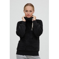 Oxmo Fleecepullover OXAnniki 21800007-ME Fleecepullover mit Stehkragen in Schwarz