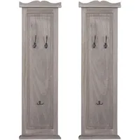Mendler 2er-Set Garderobe T33, Wandgarderobe Garderobenpaneel, Wandhaken Holz 109x28x4cm
