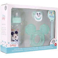 Stor Baby-Geschenk-Set mit Flasche, Schnuller, Schnullerhalter und Beißring |