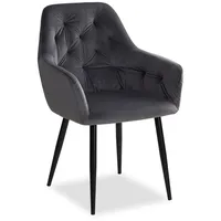 Homestyle4u Polsterstuhl mit Armlehne in Grau 2221