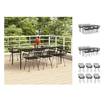 VidaXL 7-tlg. Garten-Essgruppe Schwarz Poly Rattan