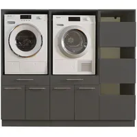 Laundreezy "LAUNDREEZY LDSK10", grau Anthrazit - Waschmaschinen-Überbauschrank TÜV-zertifiziert mit