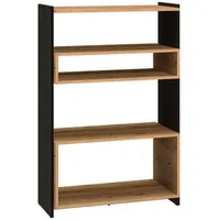 Feldmann-Wohnen Standregal, Hellbraun, Schwarz, Holz, 7 Fächer, Rechteckig, 80x180x40