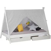 Homestyle4u Kinderbett 90x200 Weiß Holz, 208x153x121 cm Kinder- -