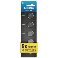 Absina Knopfzellen CR2032 3V 5er Pack - Batterien CR2032