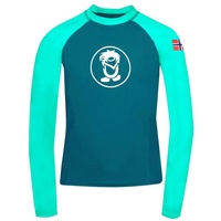 TROLLKIDS Kvalvika Shirt Kinder Longsleeve Dunkel-Minzgrün/Petrol, dunkelgrün|berlinerblau 110-116cm 5-6J