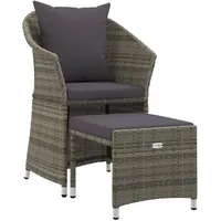 VidaXL 2-tlg. Garten-Lounge-Set mit Kissen Grau Poly Rattan