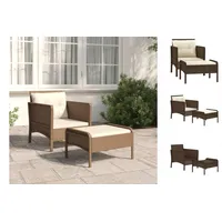 VidaXL 2-tlg. Garten-Lounge-Set mit Kissen Braun Poly Rattan